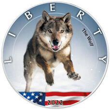 1 Unze - American Eagle "Wildlife" Wolf 2022 Colored