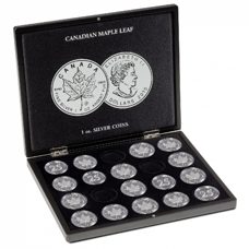 Münzkassette für 20-Maple Leaf Silbermünzen in Kapseln, Schwarz