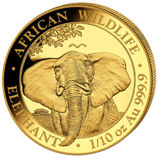 1/10 Unze Gold - Somalia Elefant 2021