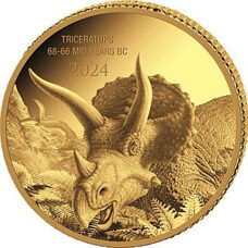 0,5 Gramm Gold - Kongo "Prähistorisches Leben II" Triceratops 2024 Proof
