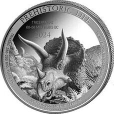 1 Unze - Kongo "Prähistorisches Leben II" Triceratops 2024
