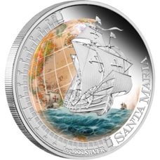 1 Unze - Tuvalu "Ships that changed the World" Santa Maria 2011 Proof Colored