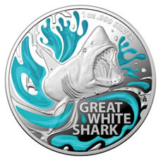 1 Unze - Australien "Dangerous Animals" Great White Shark 2022 Proof Colored