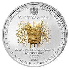 1 Unze - Serbien Nikola Tesla Die Teslaspule (The Tesla Coil) 2023 Gilded
