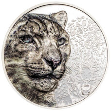 1 Unze - Mongolei - Wild Mongolia Snow Leopard 2024 Ultra High Relief Proof Colored