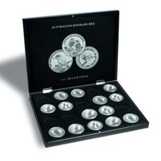 Münzkassette für 20-Kookaburra Silbermünzen in Kapseln, Schwarz